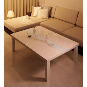 【単品】こたつテーブル 長方形（120×80cm）【VADIT】ダブルホワイト 鏡面仕上げ アーバンモダンデザインこたつテーブル【VADIT】バディット