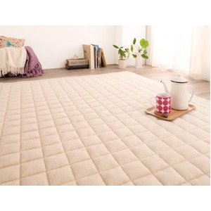 ラグマット 185×280cm すっきりタイプ アイボリー 365日きもちいい！ふっくらキルト仕立ての洗えるコットンタオルラグ【防ダニ・抗菌防臭わた入】