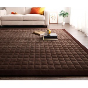 ラグマット 185×280cm すっきりタイプ モカブラウン 365日きもちいい！ふっくらキルト仕立ての洗えるコットンタオルラグ【防ダニ・抗菌防臭わた入】