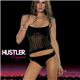 HUSTLER SHREDDED CONVERTIBLE CAMI&THONG BLACK M/L