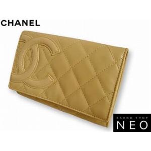 CHANEL シャネル A26722 E/BE カンボン ２つ折り 財布 ベージュ