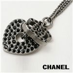 CHANEL(シャネル) ラインストーンハート＆ココマークネックレス A37892/BK