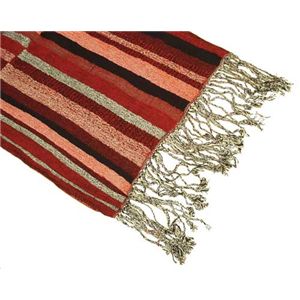 TOLANI(�g���j) Scarf with Stripes K-712 Red �X�g�[��