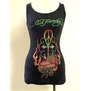 Ed Hardy エド・ハーディー　タンクトップ　W01 297 99　Peace Cross Black 