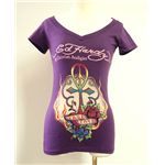 Ed Hardy エド・ハーディー　Tシャツ　W02 297 93（Vネック)S　Peace Cross Purple 