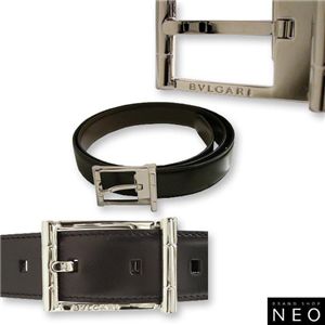 BVLGARI ブルガリ 20225 ベルト シルバー バックル ブラック×ブラウン