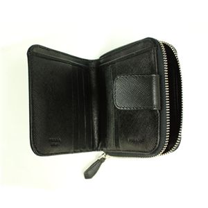 PRADA （プラダ） ジッピー二つ折財布 1M0522 TESSUTO NERO