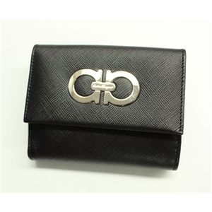 Salvatore Ferragamo（フェラガモ） Wホック財布 22-7122 NERO PEBBLE CALF