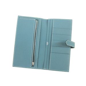 HERMES (エルメス)財布 ベアン スフレ エプソン ブルージーン シルバー金具