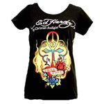 Ed Hardy（エドハーディー） Tシャツコレクション W02BSCSC297 99 BK（ブラック Uネック） XSサイズ