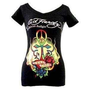 Ed Hardy（エドハーディー） Tシャツコレクション W02VNEK297 99 BK（ブラック Vネック） Sサイズ