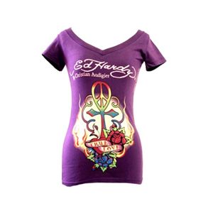 Ed Hardy（エドハーディー） Tシャツコレクション W02VNEK297 93 PU（パープル Vネック） Sサイズ