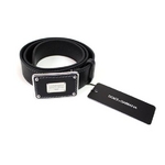DOLCE&GABBANA(ドルチェ＆ガッバーナ) ロゴプレートバックルレザーベルト BC2600 A6421 80999  90cm