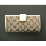 GUCCI(グッチ) 212089 FFP5G 9761 GGキャンバス 長財布 ベージュ×アイボリー