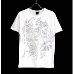 FATE(フェイト) 09新作 プリントVネックTシャツ ベートーヴェン柄 カットソー ホワイト 銀箔  S