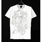 FATE(フェイト) 09新作 プリントクルーTシャツ ベートーヴェン柄 カットソー ホワイト 銀箔  L