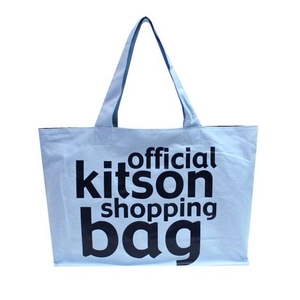 KITSON(キットソン) KHB0141 ロゴ ショッピングエコトートバッグ ライトブルー×ブラック