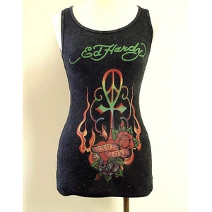 ED HARDY(エドハーディー) タンクトップ W01 297 99 Peace Cross Black