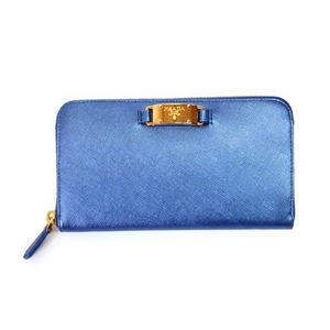 Prada(プラダ) 1M0506 SAFFIANO GOLD DENIM MORDORE09 ラウンドファスナー 長財布