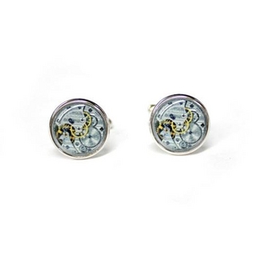 カフリンクス カフスボタン　時計（ムーブメント） Watch Movement Photostone Cufflinks