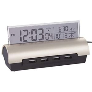 USBハブ付電波時計(カレンダー機能付)