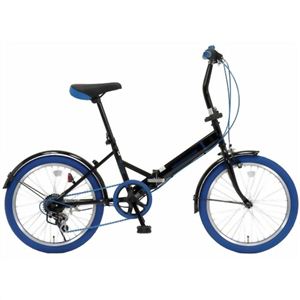 20インチ 折り畳み自転車カラータイヤモデル外装6段変速付 GFD-206TBL ブルー