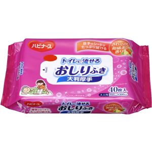 ハビナース トイレに流せるおしりふき 大判厚手 40枚入 【11セット】