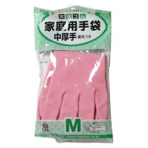 天然ゴム家庭用手袋 中厚手 M ピンク 【32セット】