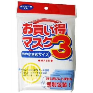 お買い得マスク やや小さめ 3枚入 【10セット】