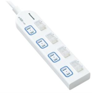 パナソニック ザ・タップX 個別スイッチ付 4個口 2m ホワイト WHA25244WP