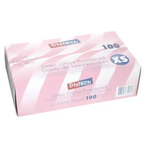 ディステック ラテックスグローブ パウダー付100枚 XS D-1125A