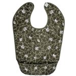 ハビナース 食事エプロン ポケット付きハーフ ハイビスカス緑