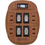 スマイルキッズ 雷ガード付 4口節電コンセント 木目タイプ・化粧箱仕様 ASW-014MO