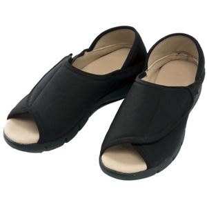 あし笑顔 かかとが踏めるルームシューズKT-2 オープントゥタイプ ブラック M