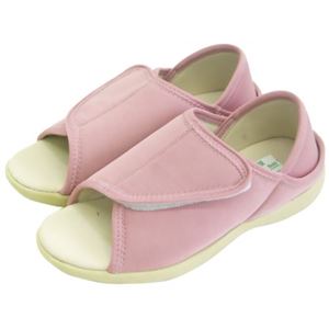 あし笑顔 かかとが踏めるルームシューズKT-2 オープントゥタイプ ピンク M