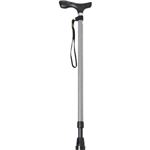 健康工房 輝きステッキ 伸縮タイプ 太 千鳥柄 グレー