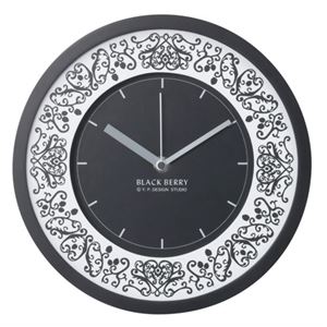 ユーパワー ブラックベリー 木製ウォールクロック ヴィンテージ ラウンド BC-05002 ブラック