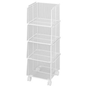 スクエアバスケット 4段 白 22938