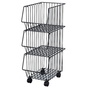 スタッキングバスケット 黒 3段 29149