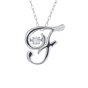 ダンシングストーン K18WG・天然ダイヤモンドシリーズイニシャル「F」ペンダント/ネックレス