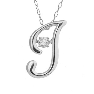 ダンシングストーン K18WG・天然ダイヤモンドシリーズイニシャル「Ｊ」ペンダント/ネックレス