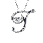 ダンシングストーン K18WG・天然ダイヤモンドシリーズイニシャル「Ｔ」ペンダント/ネックレス