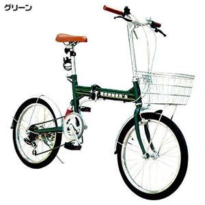 Heavens シマノ製6段変速付　20インチ折りたたみ自転車 グリーン