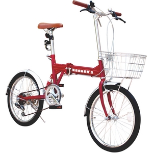 Heavens シマノ製6段変速付　20インチ折りたたみ自転車 レッド