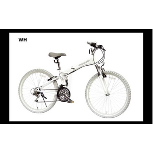 TRAILER（トレイラー） 26インチ 折り畳み自転車 MTR-2618-WH ホワイト + ブラケット式ワイヤーロック+LED白色ライト （マウンテンバイク）