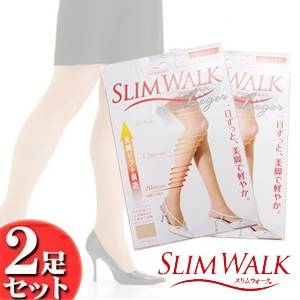 スリムウォーク レジェ パンティストッキング 【2枚セット】 ベージュ S-M（スリッパのおまけ付き）