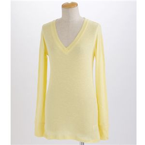 FOREVER21 無地VネックロンT イエロー Lサイズ