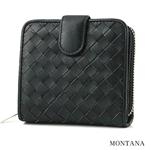 MONTANA ラム革 ラウンドファスナー メッシュ財布　16820　ブラック