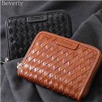 Beverly(ビバリー)　牛革ラウンドファスナーメッシュ財布 ブラウン/ブラック