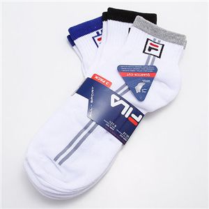 FILA（フィラ） ソックス 3足セット グレイ・ブラック・ブルー（2ライン入り）